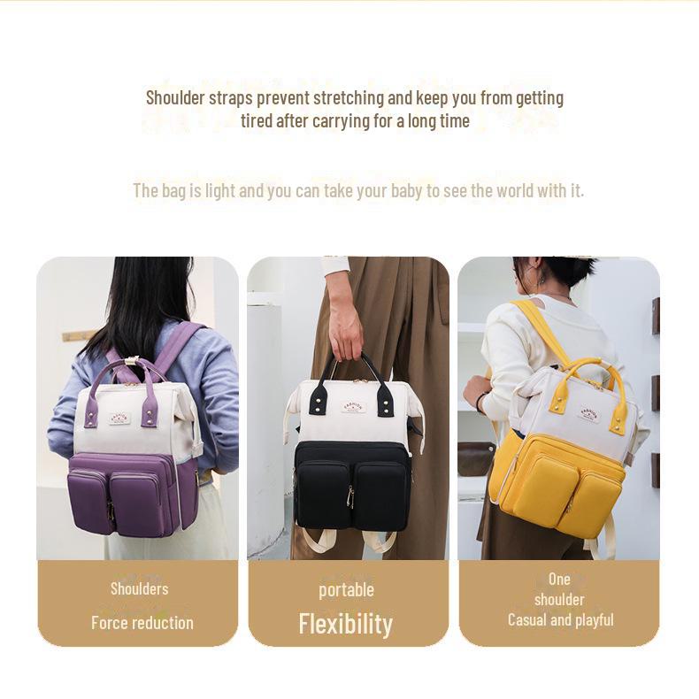 Stylish Multifunctional Mommy Backpack: Handheld & Shoulder Maternity Bag for Convenient Baby Outings