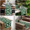 Summer Tropical Palm Leaf Linen Table Runner Party Decor Reusable Farmhouse Kitchen Dining Table Runner Wedding Decorations