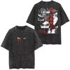 Japanese Anime Naruto Jiraiya Printed Oversized Handsome Vintage Washed Short Sleeved T-shirt Trendy