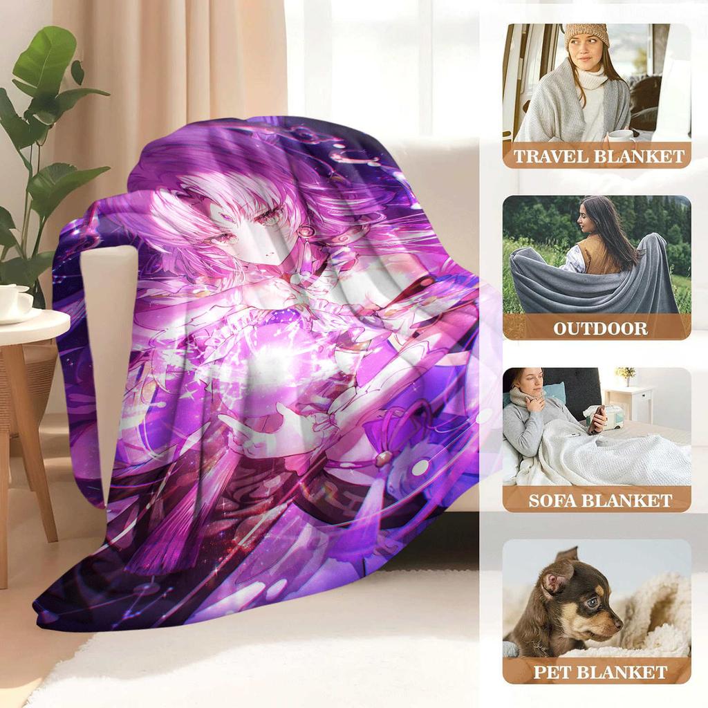 Cartoon Honkai Star Rail Fuxuan Pink Flannel Blanket Cover Warm Soft Anime Blanket Multifunctional Decor Home Universal Blankets