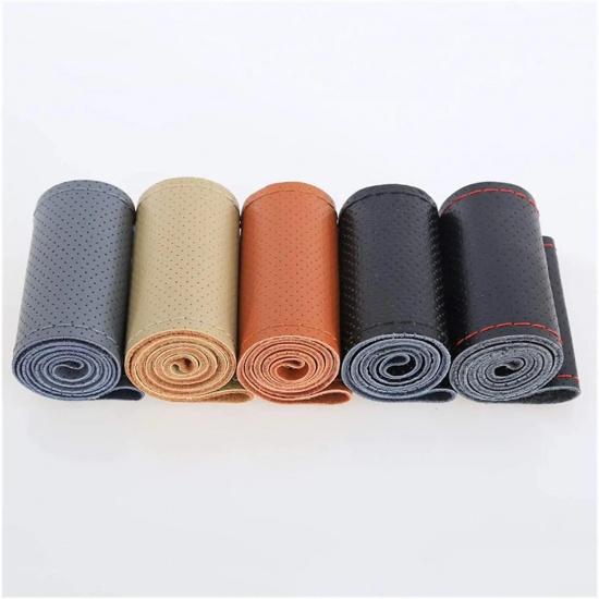For 38Cm Car Steering Wheel Braid Cover Needle and Thread Artificial Leather Car Cover Kit DIY Texture Soft Car Accessories St
