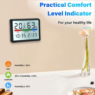 Termometru digital LCD la modă, higrometru de interior, termometru de cameră și indicator de umiditate, stație meteo, monitor inteligent, acasă și birou