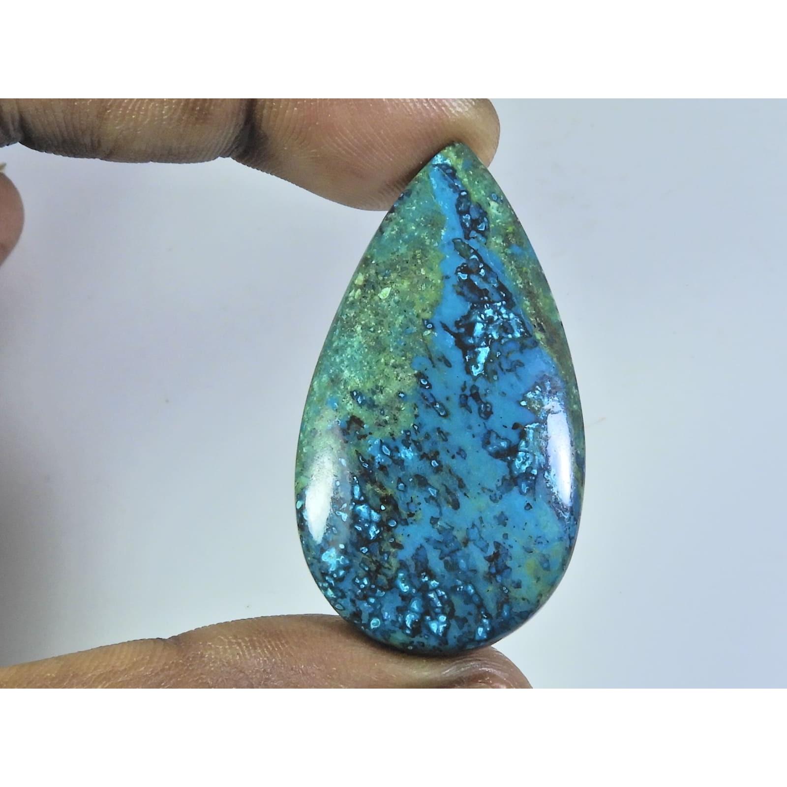 

25X47X07MM Natural Shattuckite Pear Shape Cabochon Loose Gemstone 75Cts. D-123