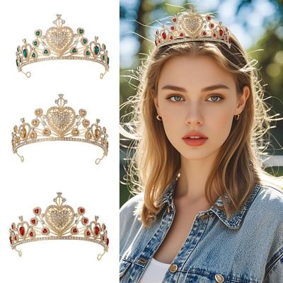Multicolor Princess Rhinestone Crown Headpieces Baroque Crown  Wedding Hair Accessories
