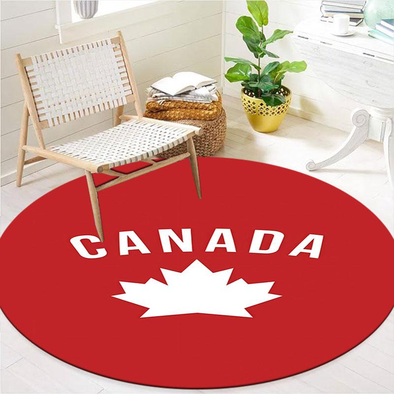 Canada Men's National Soccer Team Round Area Rug,Carpet Rug for Living Room Bedroom Sofa Playroom Decor,Non-slip Floor Mat