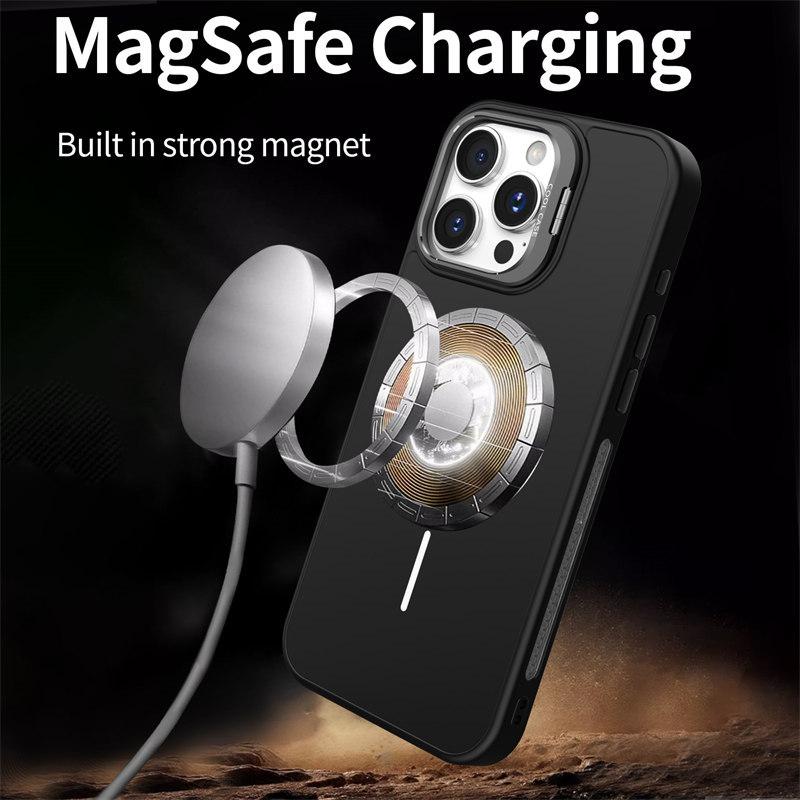 Luxury Liquid Lens Stand Cooling Magnetic Case for iPhone 16 Pro Max 16 Plus 15 14 13 12 Pro 11 All-inclusive Fall Protection Cover