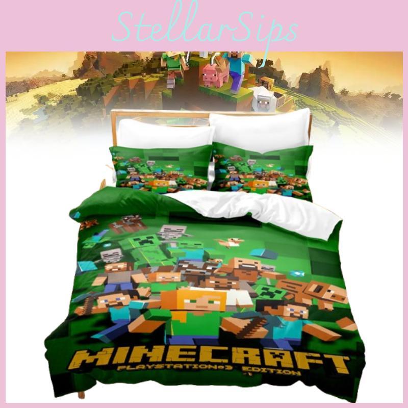 Minecraft Duvet 3d Cover Bedding Set Pillowcase Cartoon Print Single Double