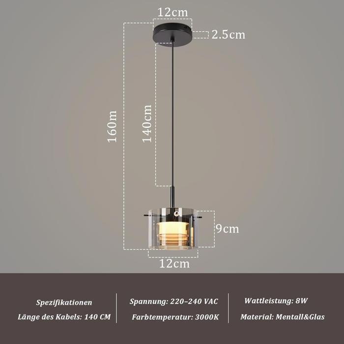 Suspension - NETTLIFE - 1 lumière - LED intégrée - Hauteur réglable - Verre et métal
