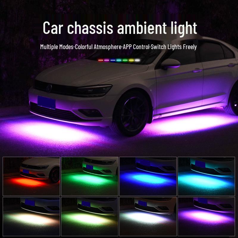 Car Chassis Decorative Sound-Activated Seven-Color Atmosphere Light with Remote and Mobile App Control