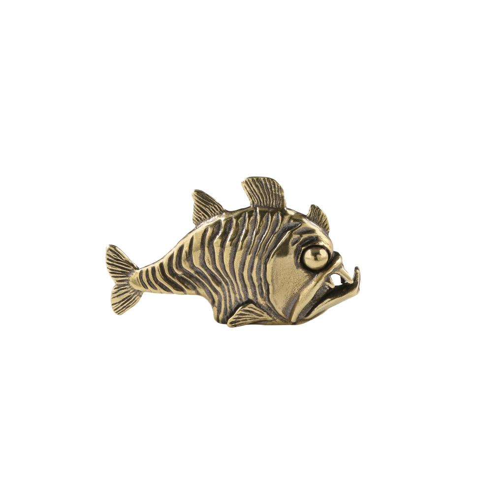 Piranha Messing Skrivebordsdekorasjon Figur Ornamenter Piranha Fisk Te Kjæledyr Kobber Håndverk Samling Dekorative Figurer