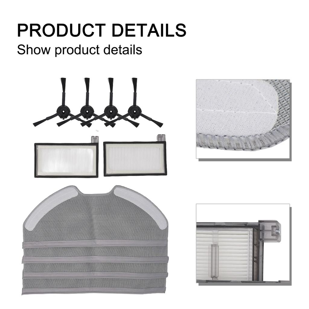 Side Brush Filter Mop Cloth Kit Plastic/ Nylon/ Microfiber/ Filter Paper For Eu-fy X8 Pro Serie X8 Pro SES Vacuum Cleaner