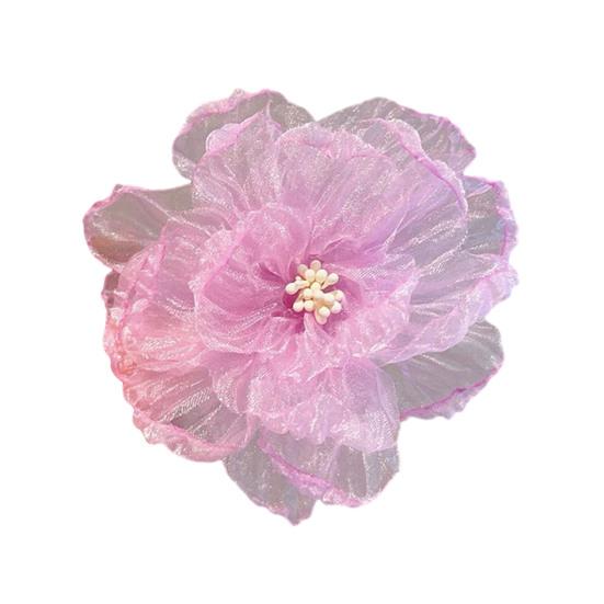 Hairpin Glitter Mesh Yarn Multi-Layered Flowers Decor Hair Clip Fairy Princess Style Hair фиолетовый