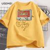 80s 90s Cassette Tape Pencil T Shirt Music Retro Tshirt Casual Short Sleeve Unisex Unisex Vintage Tshirt Round Neck Unisexs Clothing