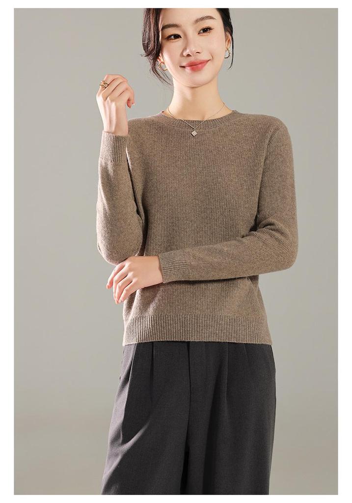 2024 Autumn/Winter Women's Wool Knit Long Sleeve Round Neck Sweater Pullover