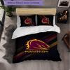 Set Biancheria da Letto in Microfibra con Fantasia Brisbane Broncos 3 Pezzi Decorazione Copripiumino per Camera da Letto Uso Domestico