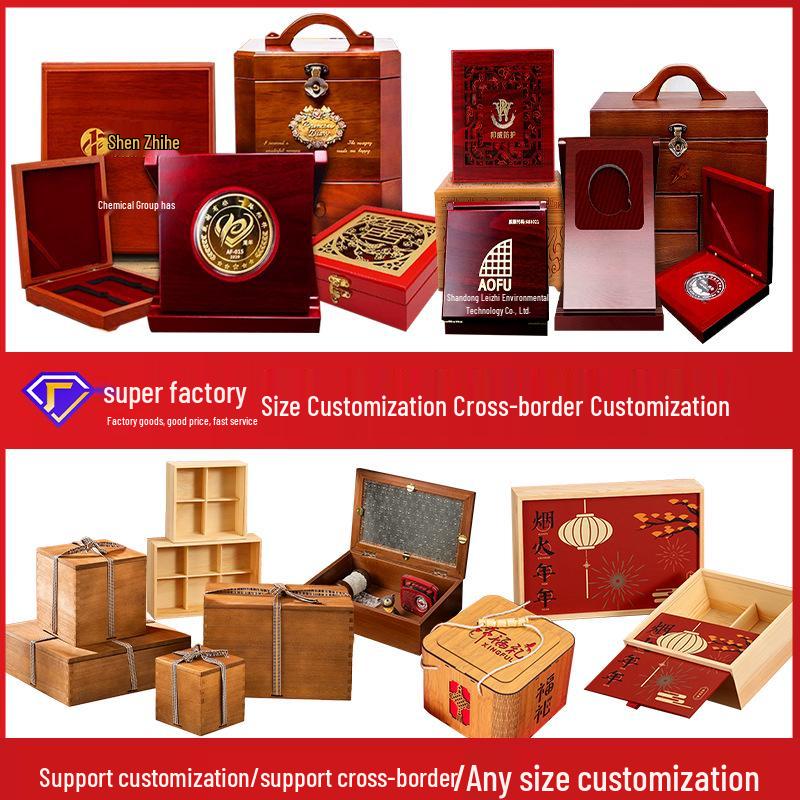 Hand-Carried Wooden Gift Box with Dividers - Solid Pine & Bamboo Wood
