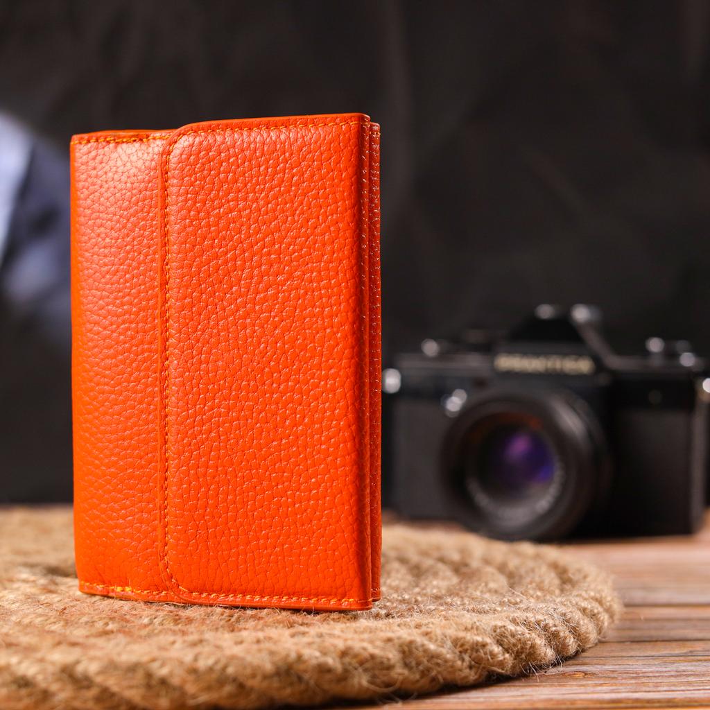 Молодежный женский кошек из натуральной кожи флотар CANPELLINI Wallet 21594 Оранжевый