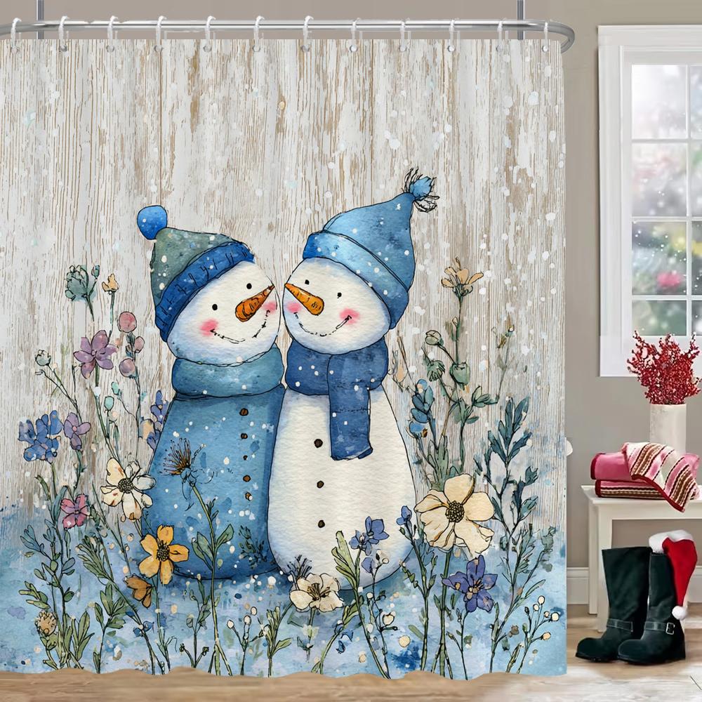 

Christmas Tree Print Bathing Curtain Bathroom Happy New Year Shower Curtain With Hooks Bathroom Home Decor And Accessories W60H190(CM)-1 Pcs
