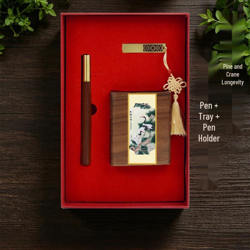 Chinese Solid Wood Pen Holder: Premium Desktop Ornament & Corporate Gift In Elegant Gift Box