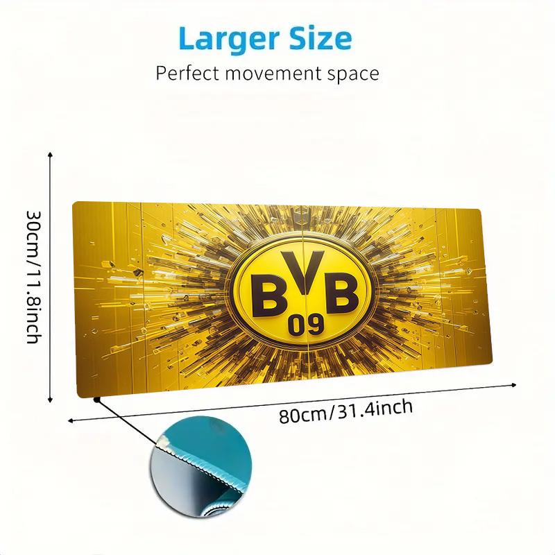 Borussia Dortmund2 Druck Kissen Rutschfest Laptop Tablet Großes Mauspadd XXL Matte Mini-PC Spielmatte Mit Verriegeltem Rand