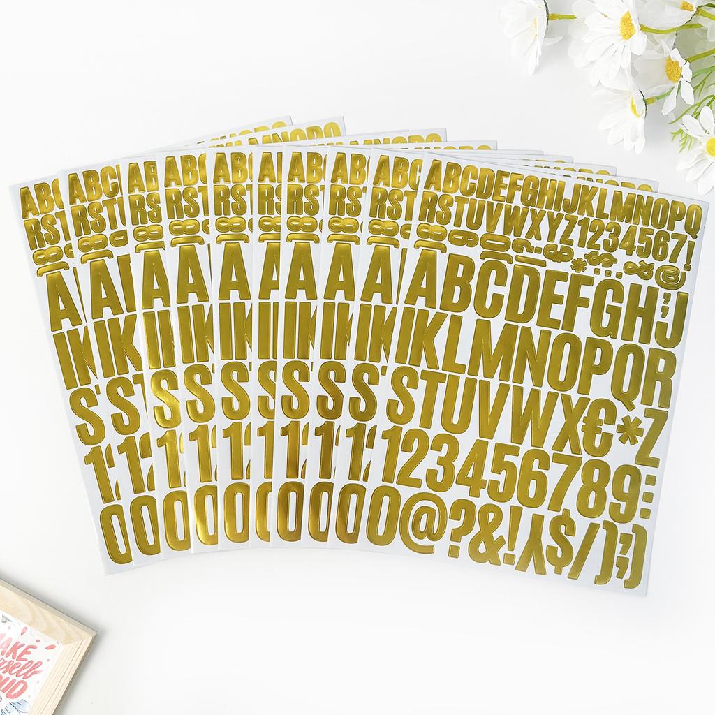 2+4cm Gold Stamping Letter Sticker Graduation Cap DIY Waterproof Self-adhesive Alphanumeric Symbol Silver Stamping Doctoral Hat Sticker