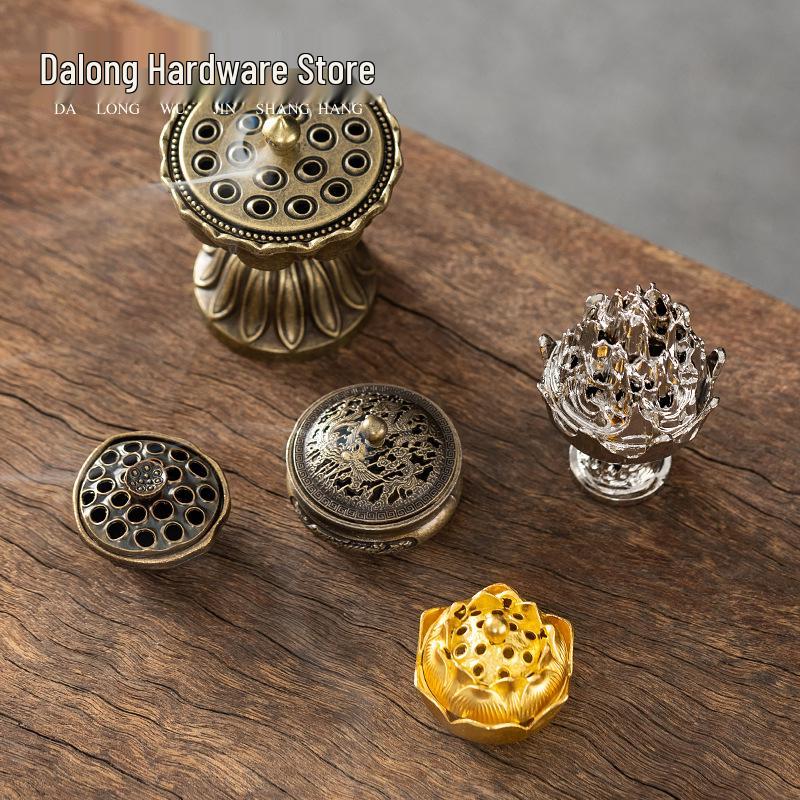 Xiangyun Copper Aromatherapy Incense Burner - Hollow Lotus Design, Three-Legged with Porous Baolian Lantern and Boshan Style.