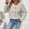 European American Casual Contrast Sweater 2025 Autumn Winter New Women's Knitted Cardigan Jacket