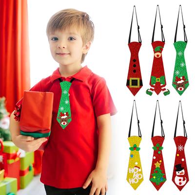 1PC Handmade Party Decoration Elk Xmas Tree Christmas Tie Felt Santa Claus Snowman Kids Gift