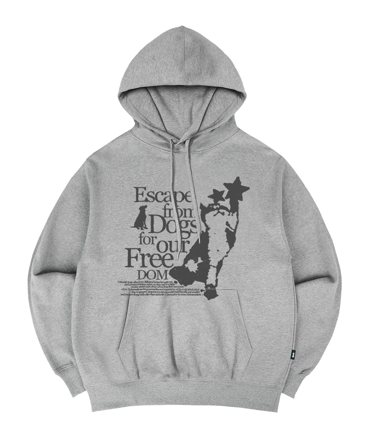 Escape From Cat & Dog Print Hoodie Gray L