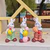 Easters Rabbit Sculpture Colorful Bunnies with Eggs Resins Figurine Statue Ornament for Home and Garden Decoration Gift