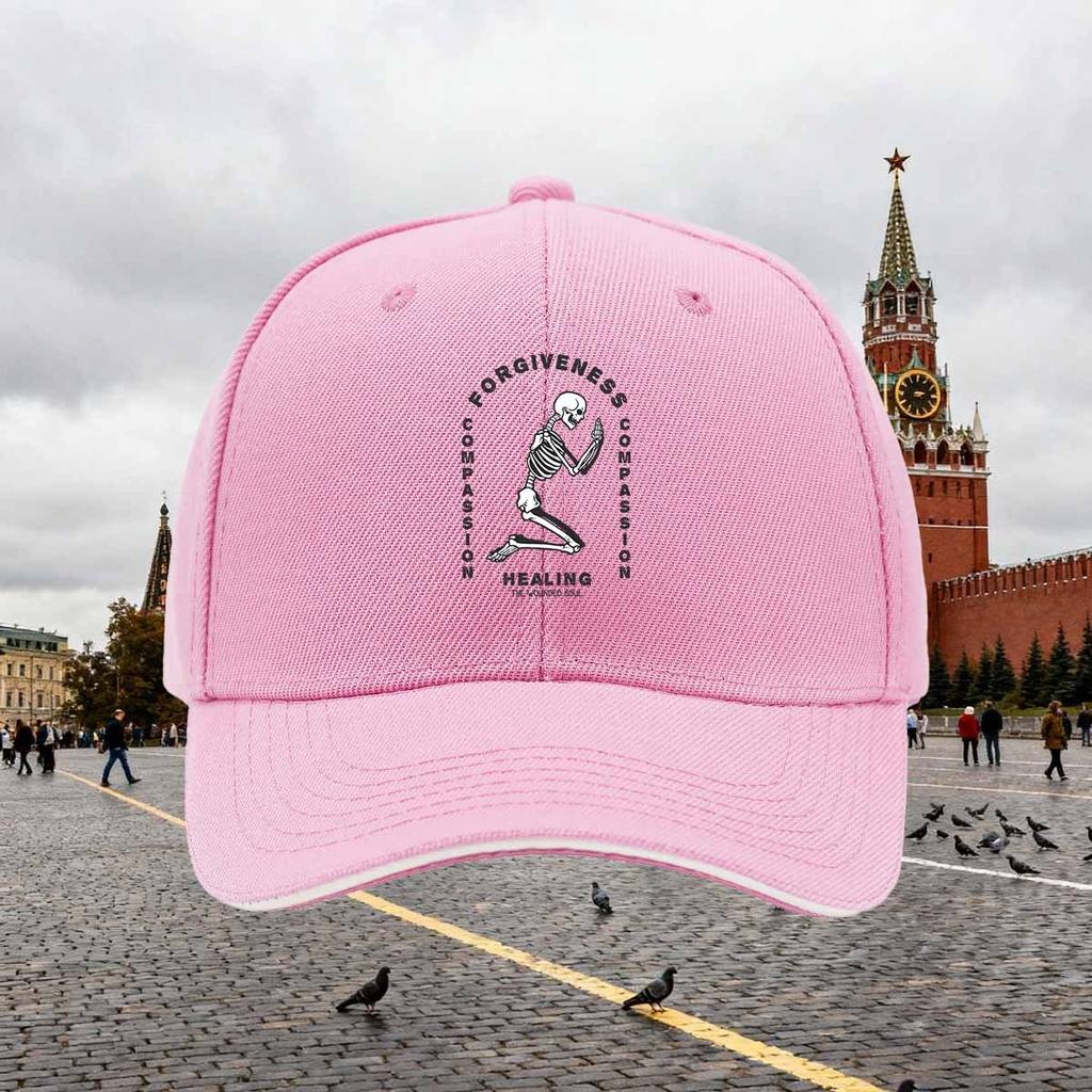 Kneeling Skeleton Forgiveness Compassion Baseball Cap Unisex Polyester Casual Adjustable Spiritual Hat