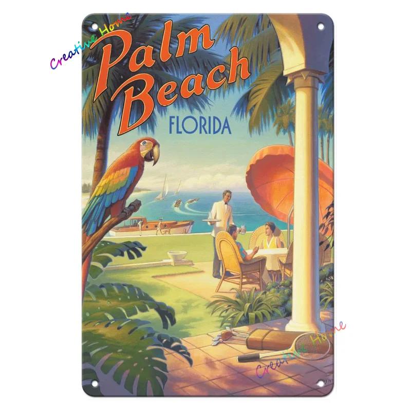 Metal Plaque Key West Southernmost Point Florida Poster Tin Sign Home Beach Club Club House Wall Decoration Retro Metal Plate