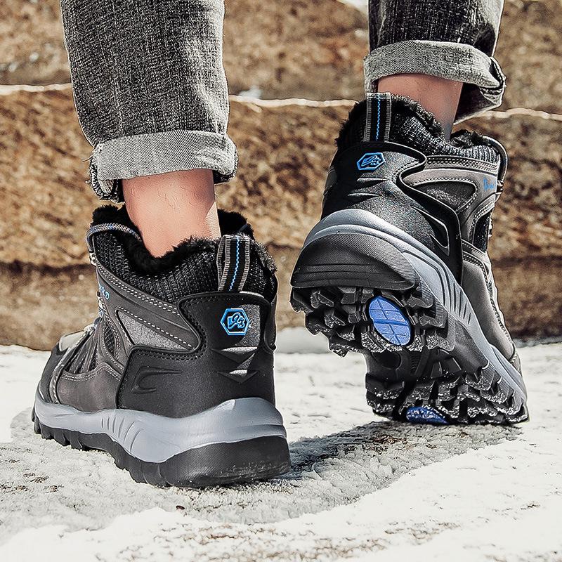 Unisex Winter High-Top Cotton Shoes with Velvet Lining - Cold-Proof, Warm Ankle Boots for Outdoor Sports and Hiking.