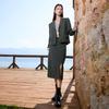Sancai Plus Size Mid-Waist Straight Slit Mid-Length Skirt
