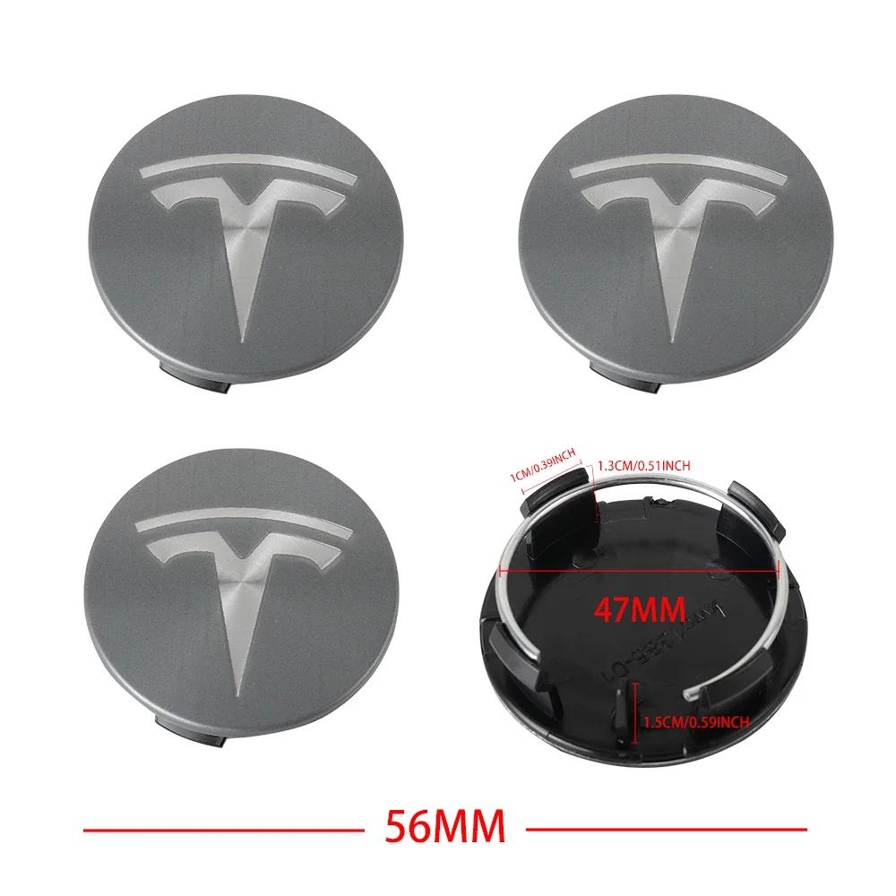 Car Sticker Tesla 4Pcs/Set Car Wheel Center Hub Caps Tire Rim Covers  Decals Styling Accessories For Tesla Model 3 Model S Model
