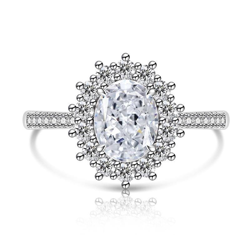 European and American Fashion Sunflower Diamond Ring with Colored Gemstones for Women Adjustable