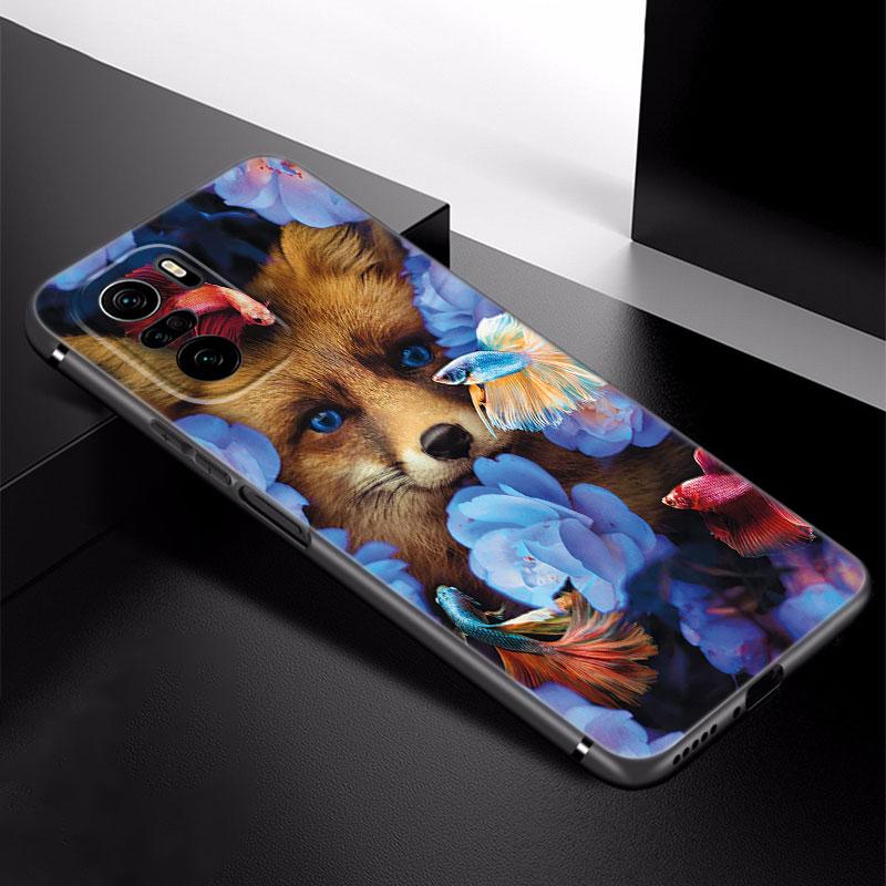 Animal Fox Wolf Flowers Phone Case For Xiaomi Redmi Note 5 6 9T K20 K40 K50 Pro 7A 8A 9A 9C 9i 10A 10C A1 S2 TPU Black Cover