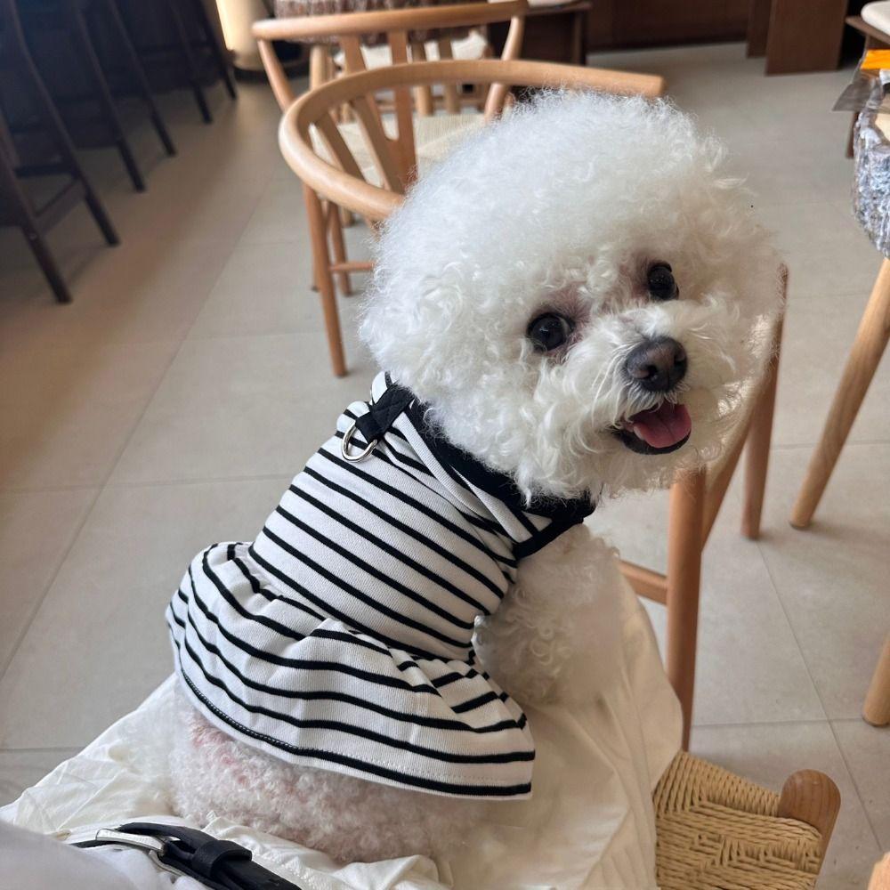 Breathable Dog Striped T-shirts Cute Pet Skirt Pet Chest Strap Dog Vest Harness  for Puppy Kittens
