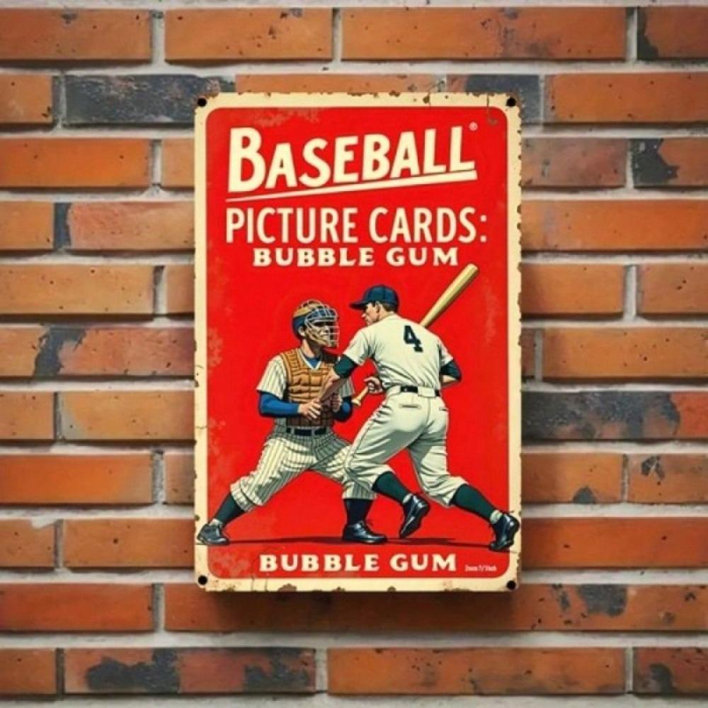 Vintage Baseball Metal Wall Art 8x12 Inch Bar Decor