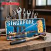 Printing, , Singapore Marina Bay and Merlion Scene Metal License Plate, Decorative Signs & Plaques , Vintage Aluminum Sign, P