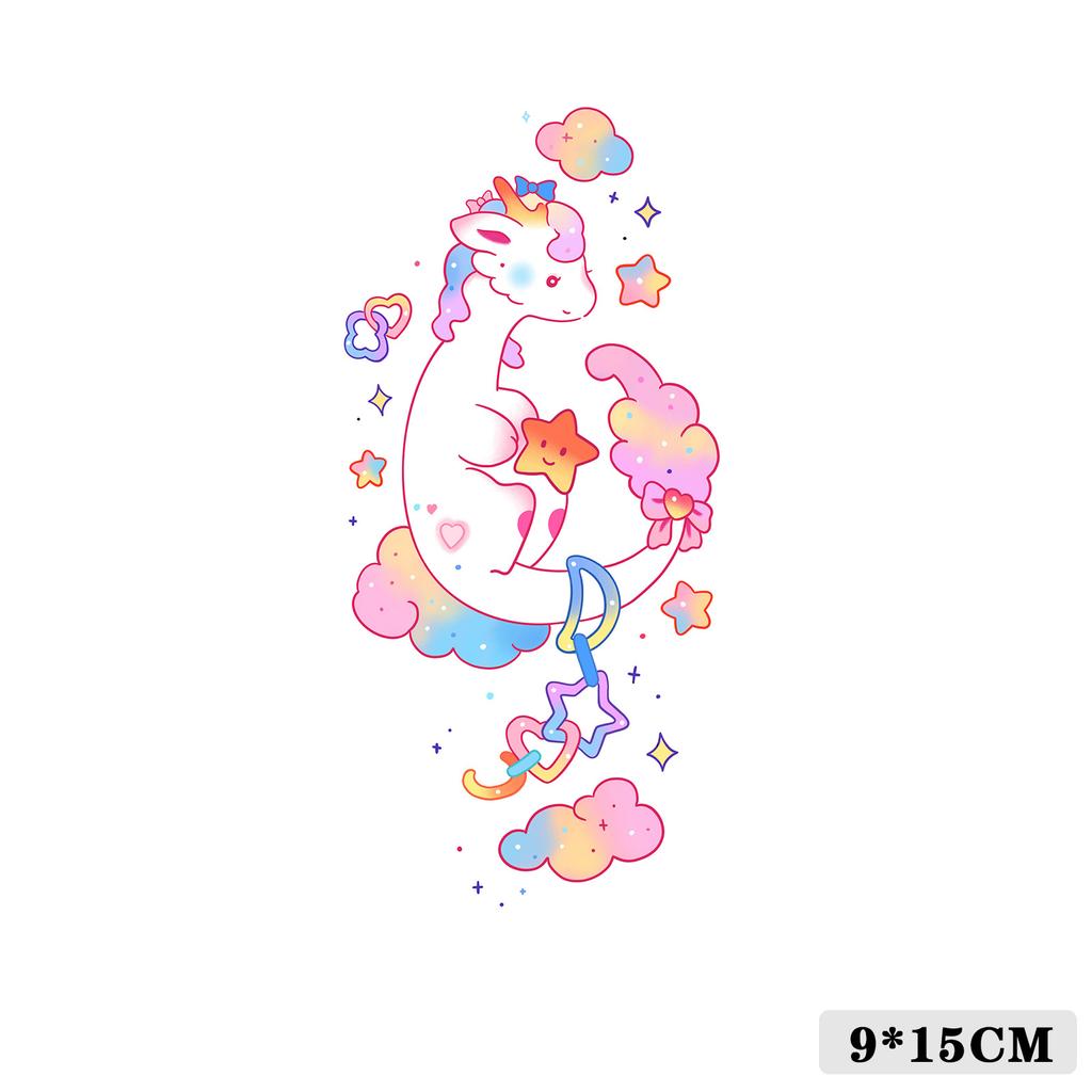 Cartoon Kids Dinosaur Mermaid Fruit Flower Animal Robot Finger Arm Tattoo Sticker