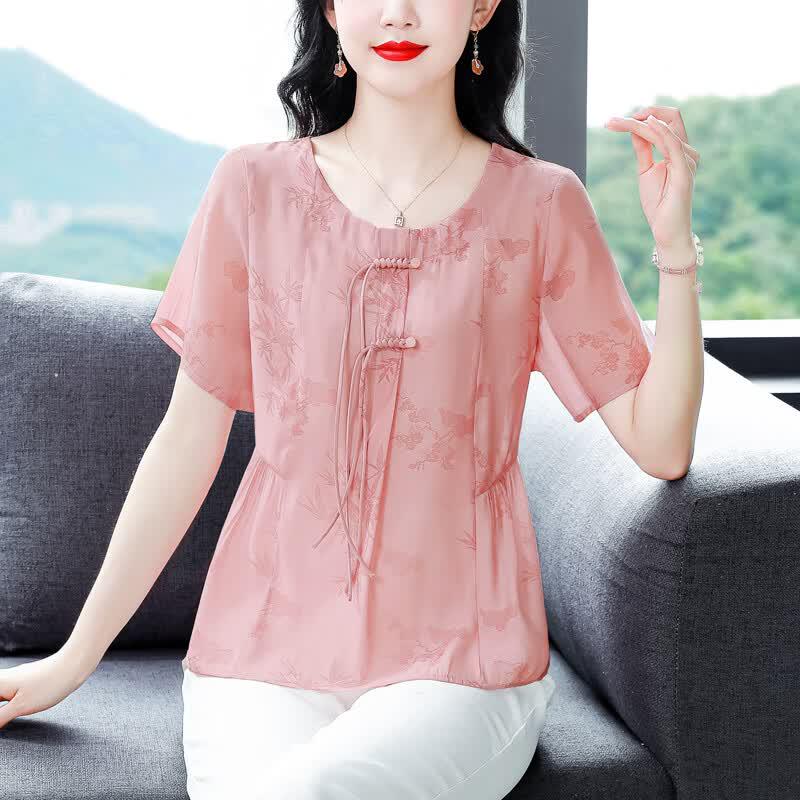 Women's Pleated Waist Short Sleeve Top