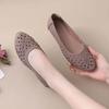 Korean Version 2025 New Soft Leather Women's Flat Bottom Summer Hollow Mother Shoes Non-slip Doudou Shoes Single Shoes Large Size Women's Shoes
