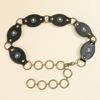 Hollowed Buckle Oval Disc Belt for Women Punk Waist Belt 2000s Bohemian PU Leather Belt for Girl Cool Western Waistband