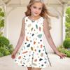 Girls Round Neck Sleeveless Geometric Printed A Line Flared Dress