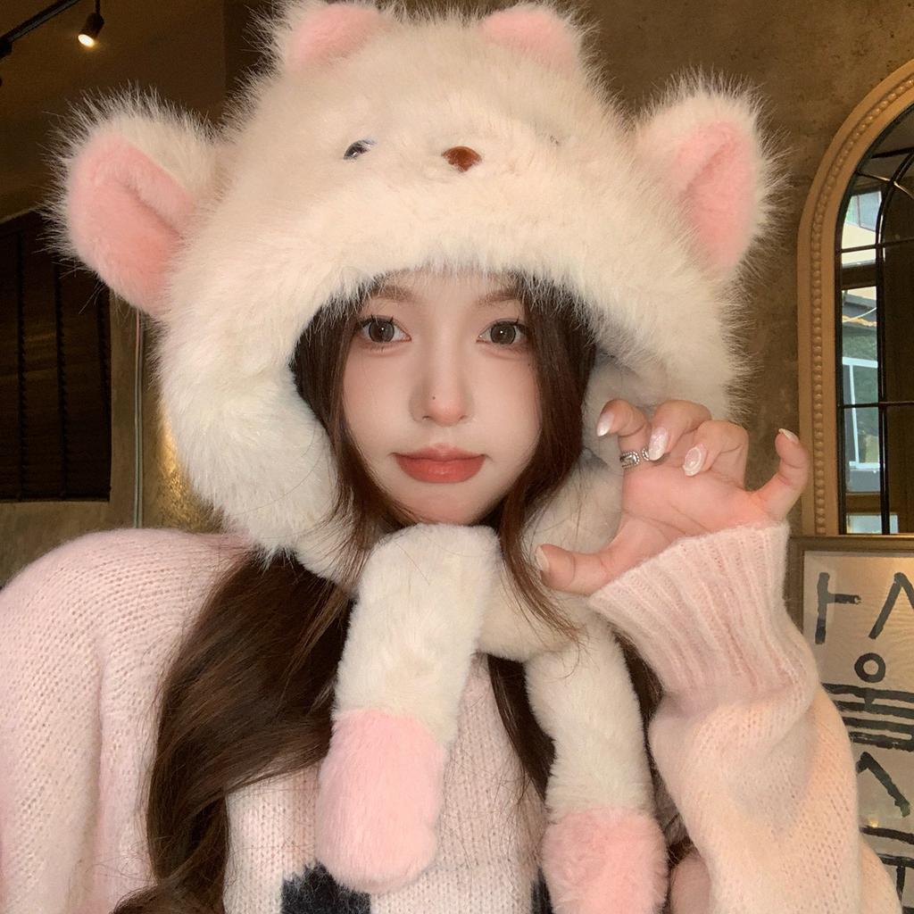 Zhao Ruth Has the Same Cute Lamb Hat for Women, Thickened Warm and Cold Ear Protection Hat In Winter, and the Ears Will Move Two Sets.