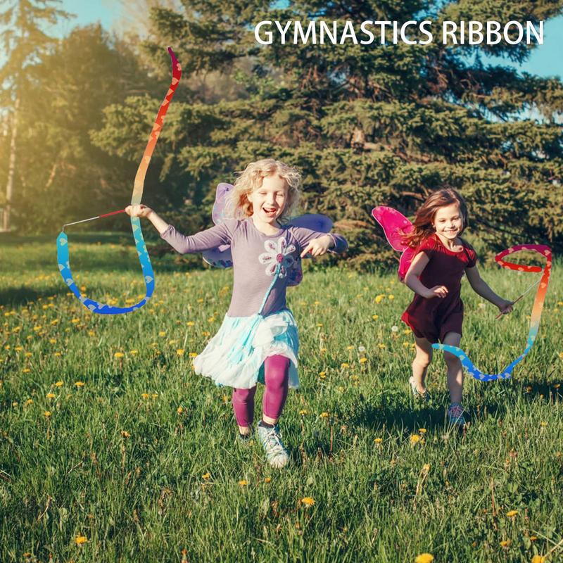 2M Rhythmische Sportgymnastik Geräte-Stab Drehen Tanzbänder Regenbogenfarbe Funkelnde Performance-Requisiten für Kunstanlässe