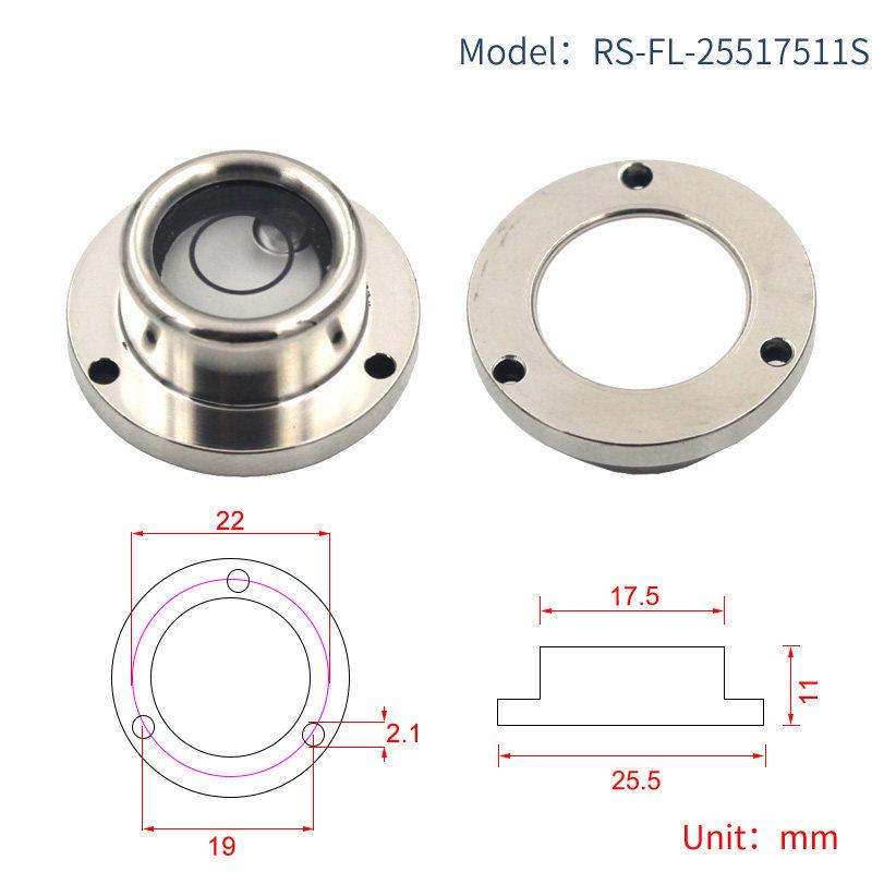 HACCURY Round Metal Spirit Level with Base Mounting Holes