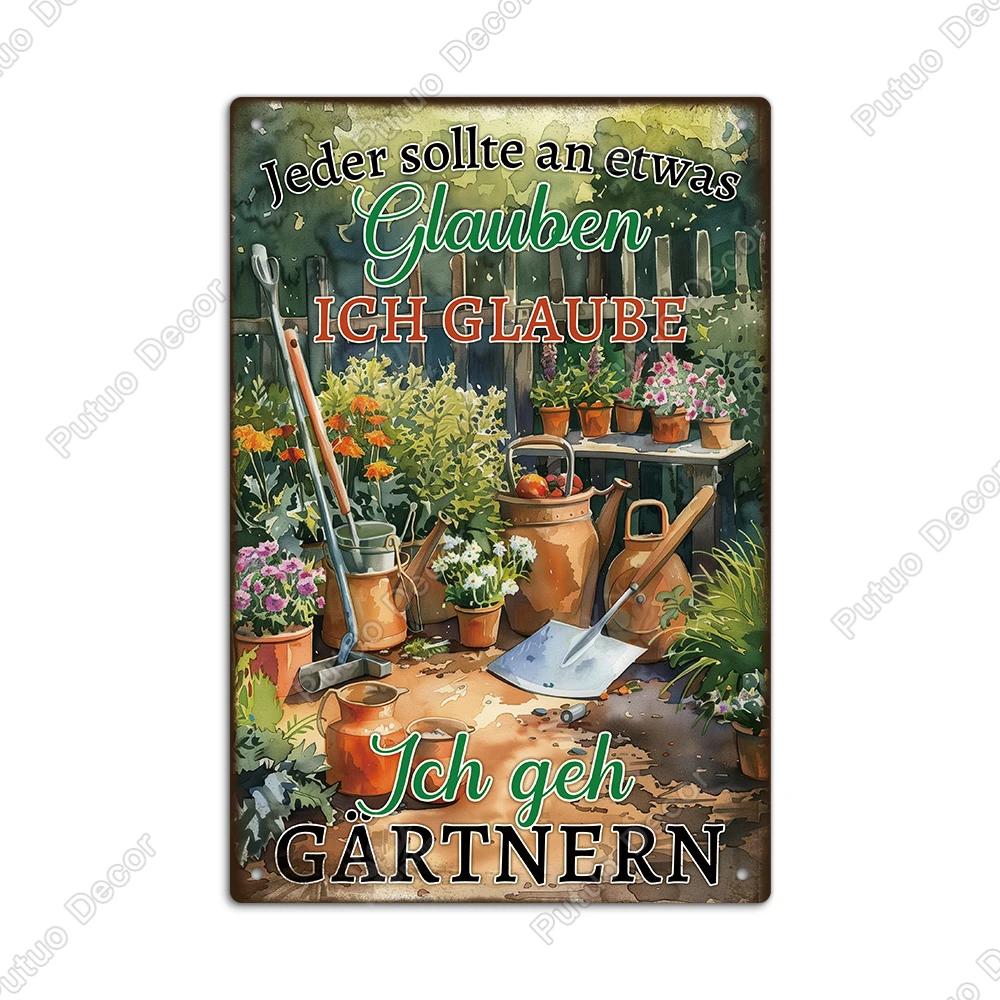Putuo Decor German Vintage Metal Tin Sign xin Rustic Wall Art for Farmhouse Office Coffee Shop Unique Gift Idea for Friends