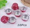 10Pcs Dollhouse Decorations Pink Miniature Steamer Pot Ornaments Kids Kitchen Container Small Soup Pot Model DIY Party Supplies